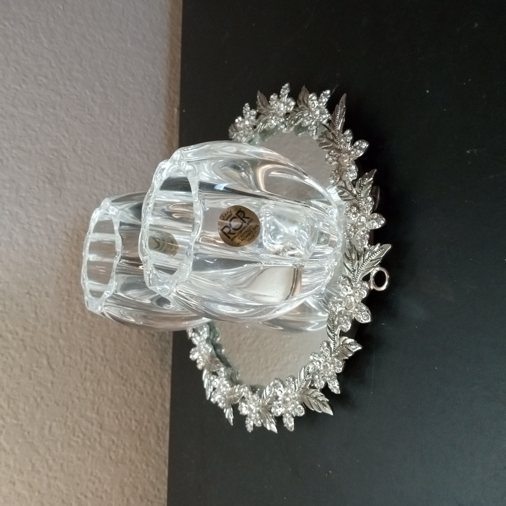 GORGEOUS Pair of 4" RCR Crystal Candle Holders Made in Italy